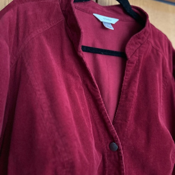 Christopher Banks cranberry Red Snap Front Corduroy jacket over shirt. - Picture 3 of 5